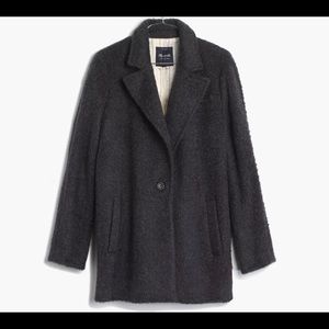 MADEWELL BLACK BRUSHWEAVE COCOON COAT -WOOL BLEND